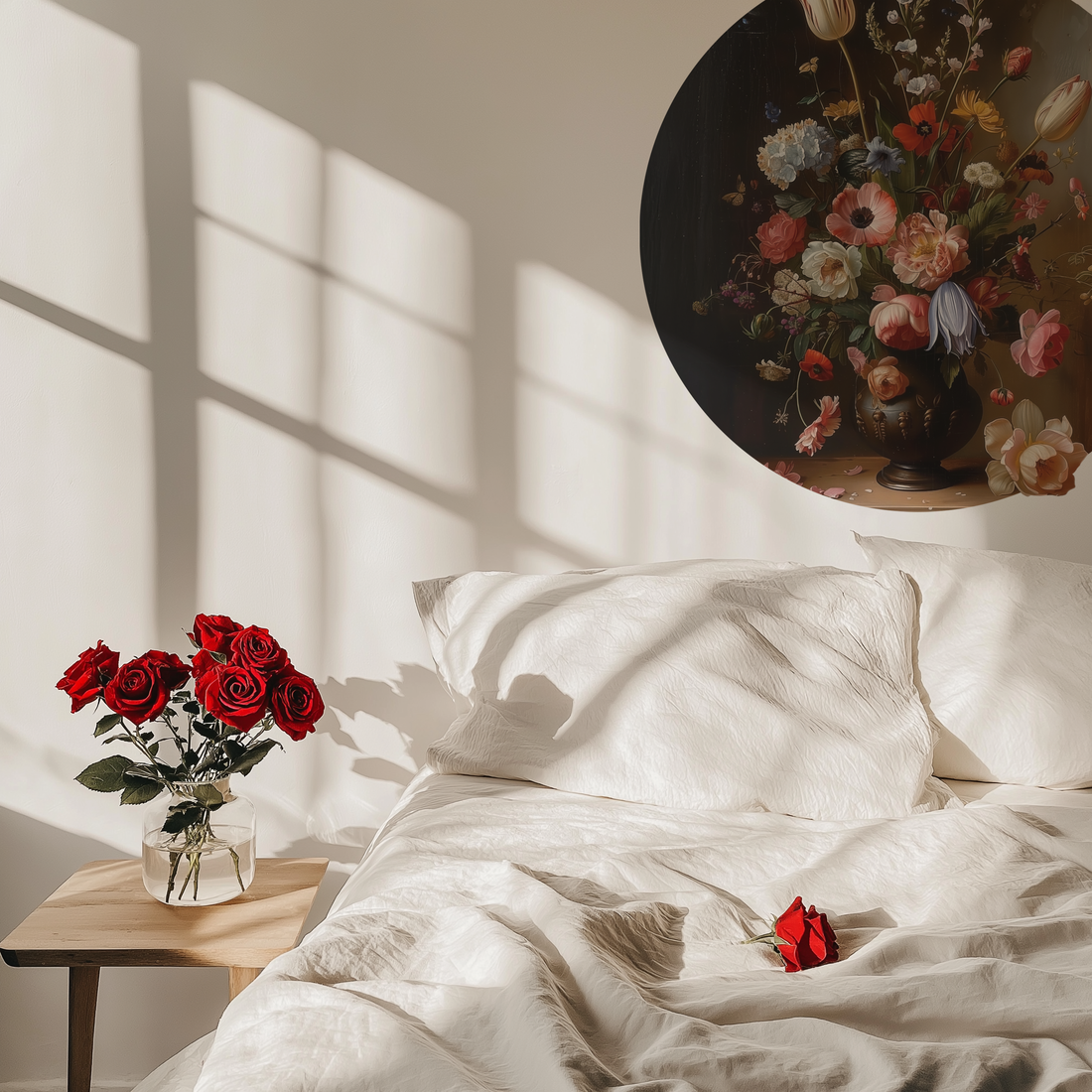 Vintage Flower Painting Round
