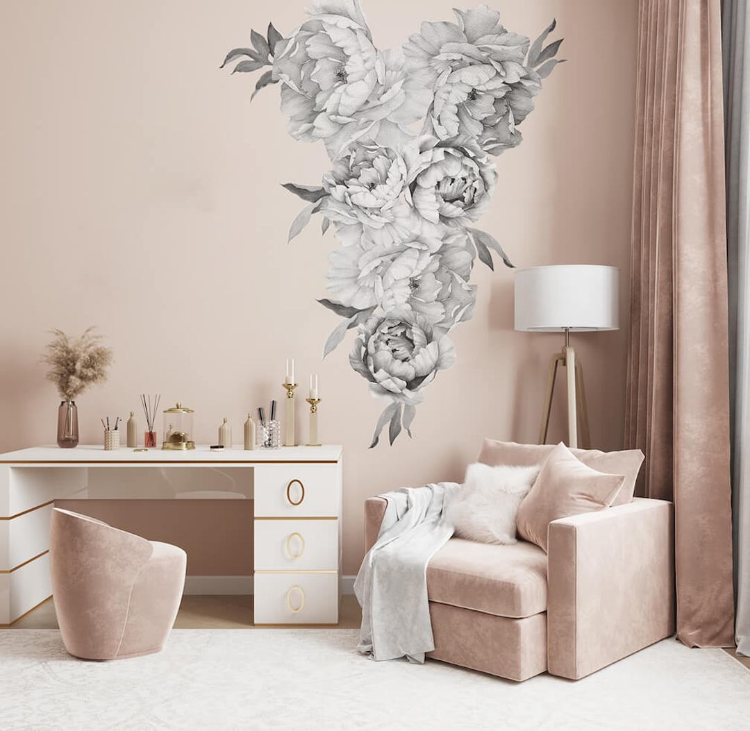 Peony - Black and white