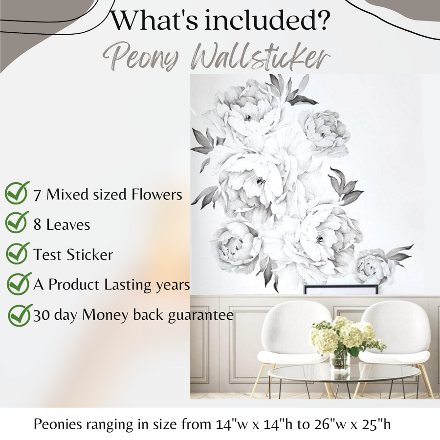 Peony - Black and white