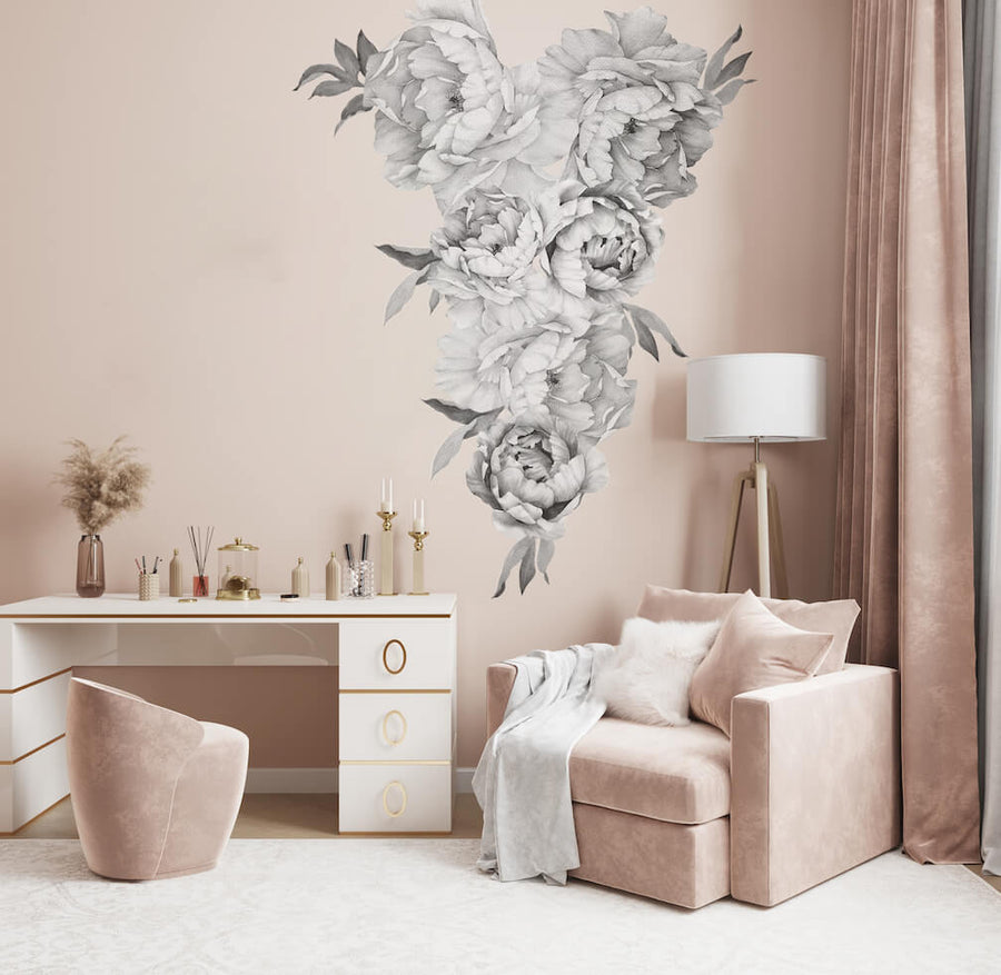 Peony - Black and white